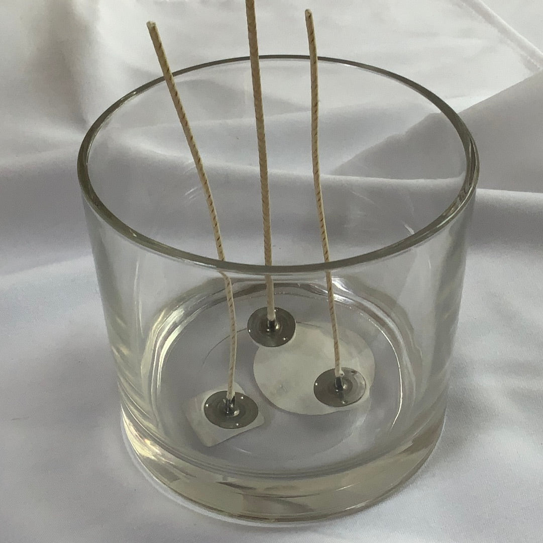 Clear Round X-Large 3 Wick Candle Vessel