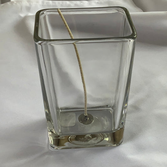 Clear Square Glass Tall Candle Vessel