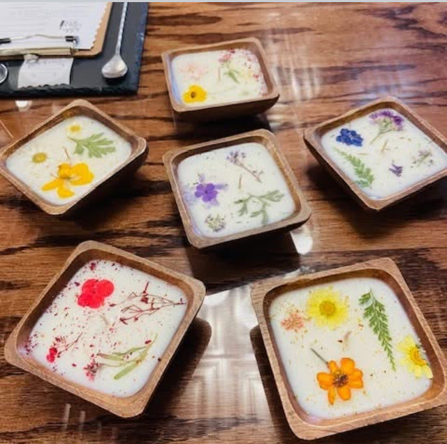 Wood Dough Bowls-(sm.pre made w/dried flowers)