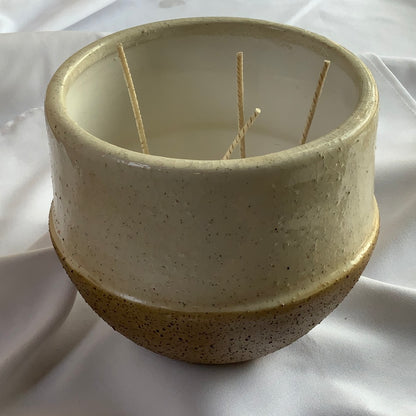 Creme and Tan w/Black texture Candle Vessel