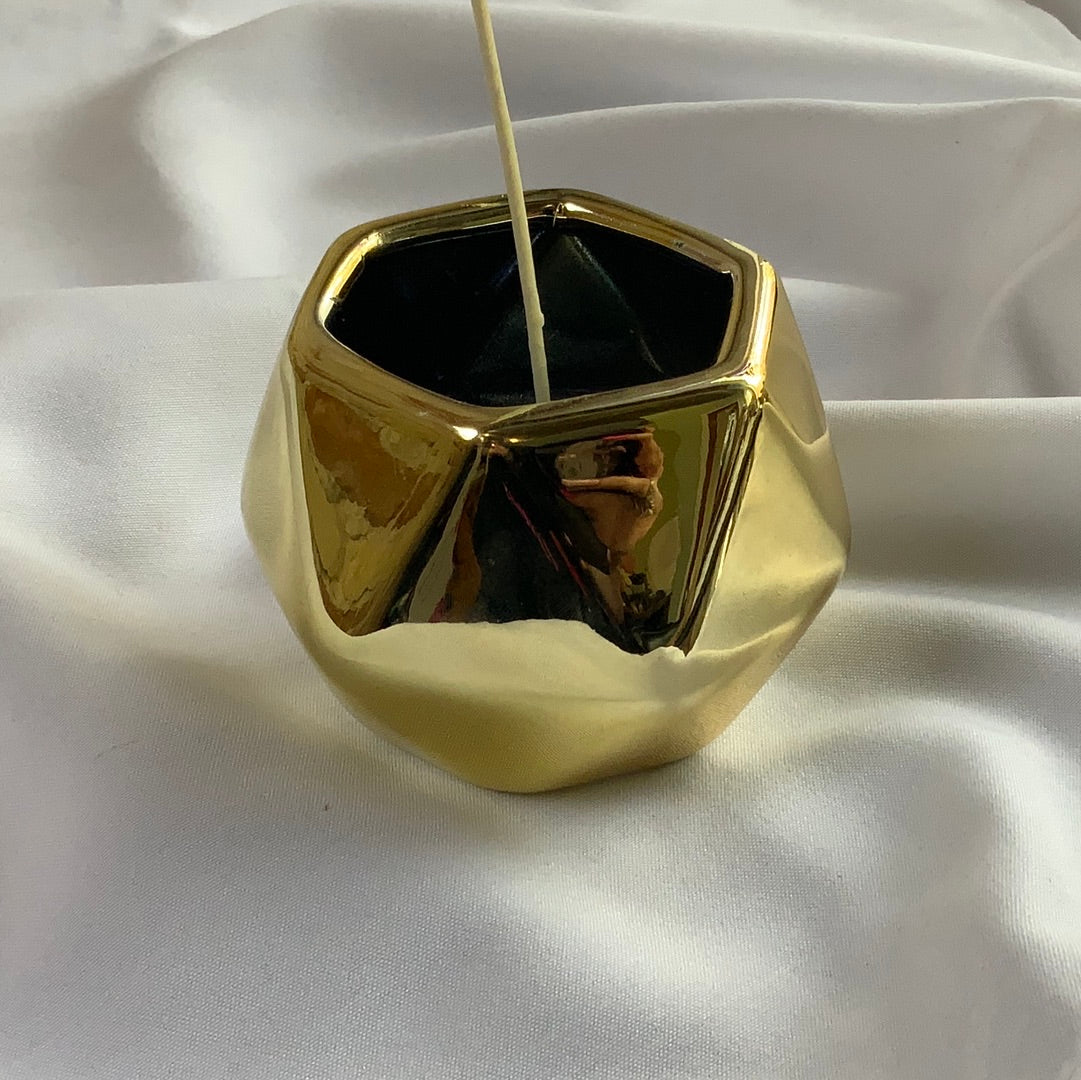 Prism Faceted Gold Candle Vessel