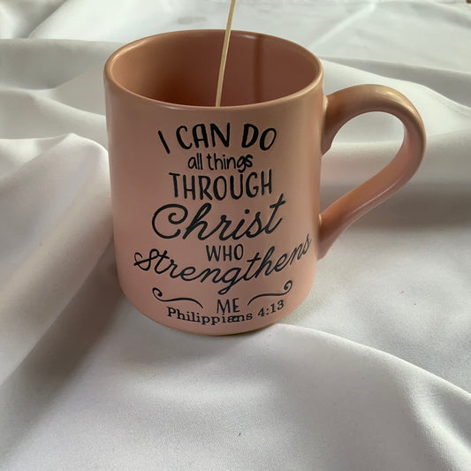 I Can Do All Things-Religious Coffee Cup Candle Vessel