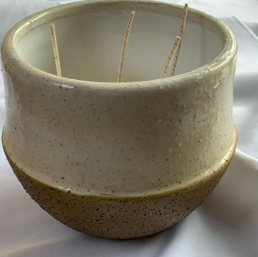 Creme and Tan w/Black texture Candle Vessel