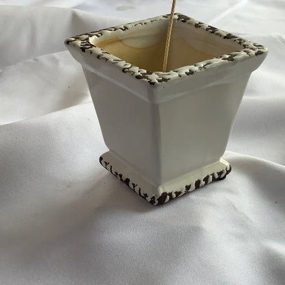 Square White Glazed Candle Vessel