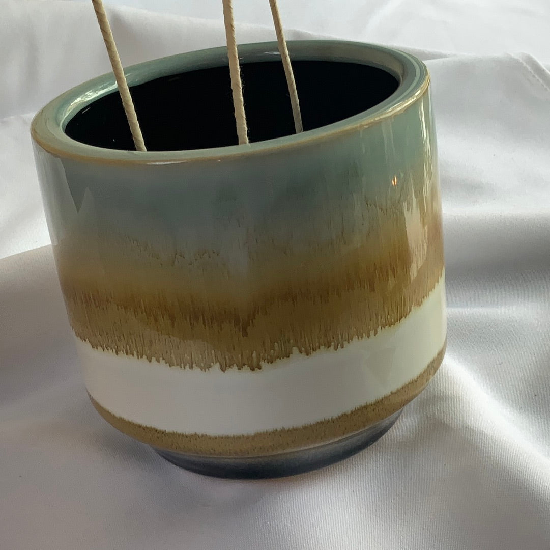 Blue & Tan Ombre Candle Vessel