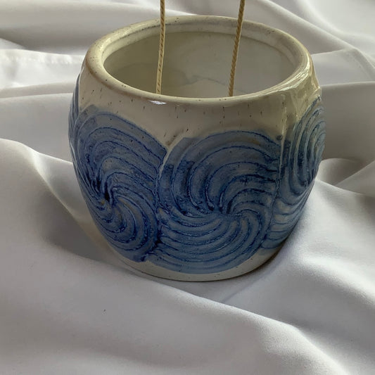 Ivory & Blue Swirl Candle Vessel