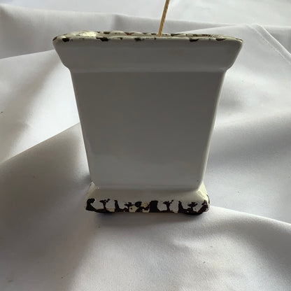 Square White Glazed Candle Vessel